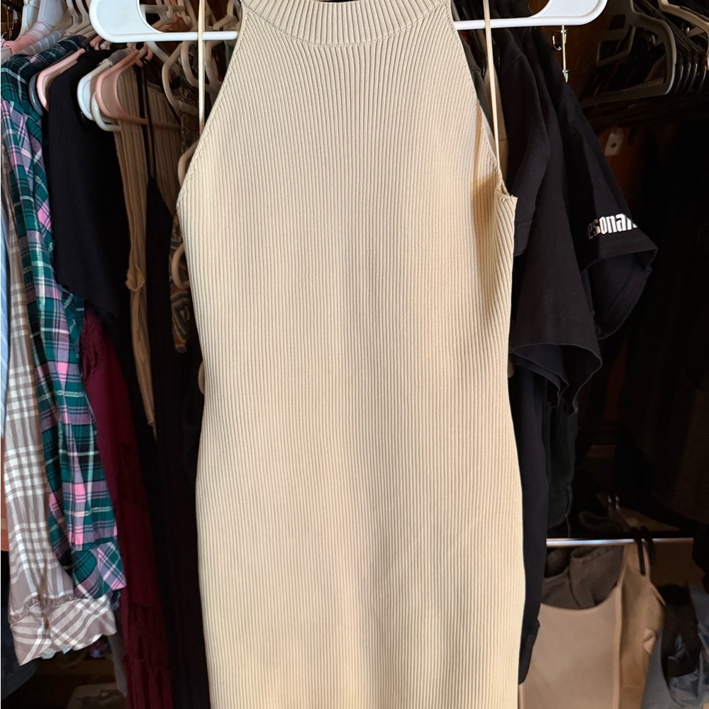 Sincerely Jules Blue Black Sheath Dress Halter Sleeveless